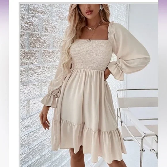 Swintager Beige Peasant Dress - Picture 10 of 12